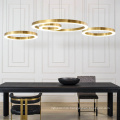 Modern luxury hall light gold ring led chandelier pendant light for hotel lobby project